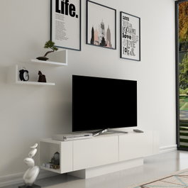 Hanah Home Soporte para TV Blanco con Estantes de Pared